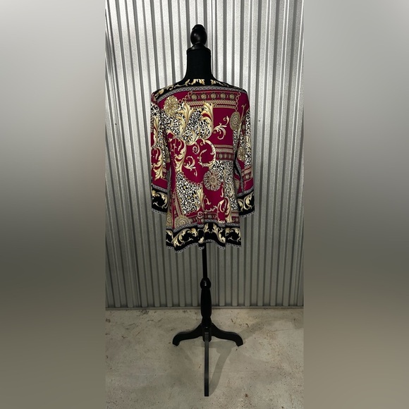 Women’s Joseph Ribkoff Red Gold Polyester Long Sleeve Blouse Designer Size 10 - Picture 2 of 4